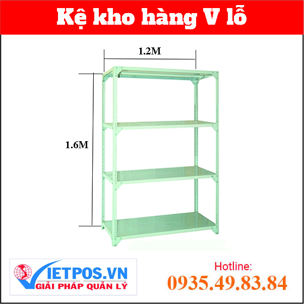 Slotted angle iron shelf (L1.2M x W0.3M x H1.6M) 4 tiers