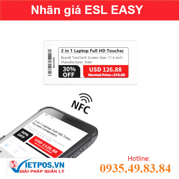 Nhãn giá kỹ thuật số ESL NFC 2.66 inch