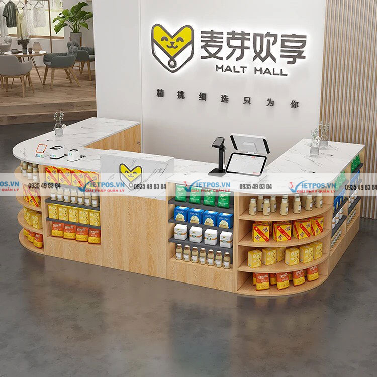 Quầy thu ngân bằng gỗ thu hút và độc đáo 6