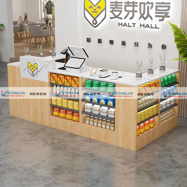 Quầy thu ngân bằng gỗ thu hút và độc đáo 4